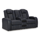  Manufacturer Color_Sapphire -- Fyne-Dyme 3660318 Power Reclining Loveseat with Console and Adjustable Headrest IMAGE 1