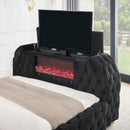  Size_Queen -- Natalia 5115BK-Q Queen Bed with Fireplace and TV Lift - Black IMAGE 5