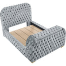  Size_Queen -- Natalia 5115GY-Q Queen Bed with Fireplace and TV Lift - Grey IMAGE 1