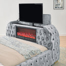  Size_Queen -- Natalia 5115GY-Q Queen Bed with Fireplace and TV Lift - Grey IMAGE 5